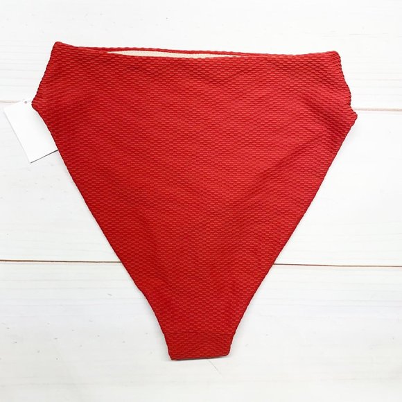 CHELSEA 28 Red Textured High Waisted Bikini Bottoms XS NWOT - Picture 2 of 7